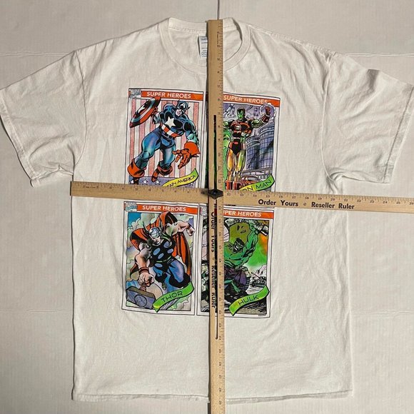 Marvel Comics Superheroes Captain America Iron Man Thor Hulk T-Shirt Sz L White  - Picture 5 of 8